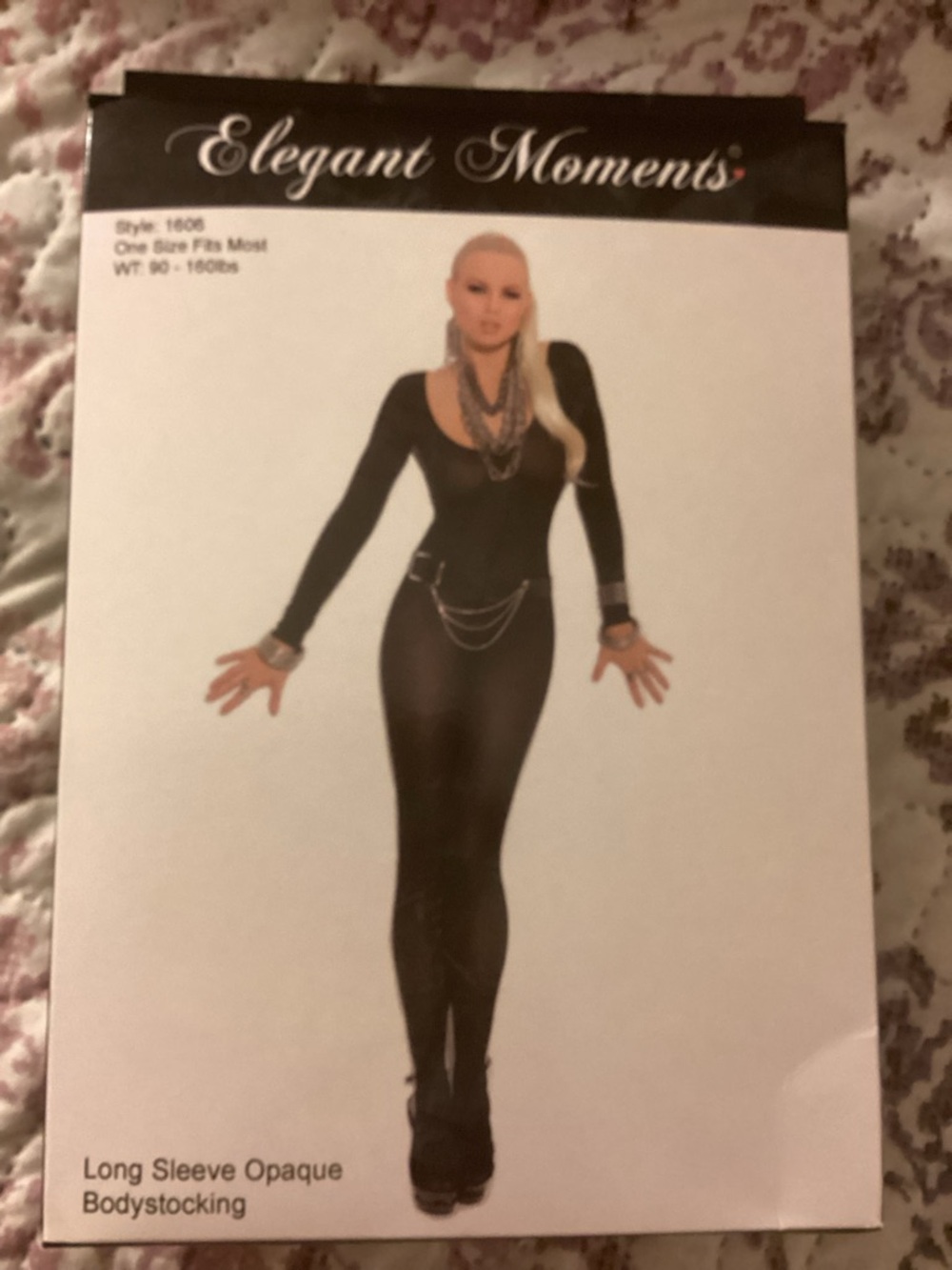 Elegant Moments Black Long Sleeve Opaque Bodystocking